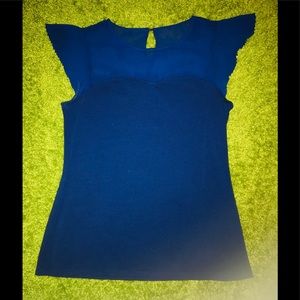 Sassy Blue dainty ruffle top.
